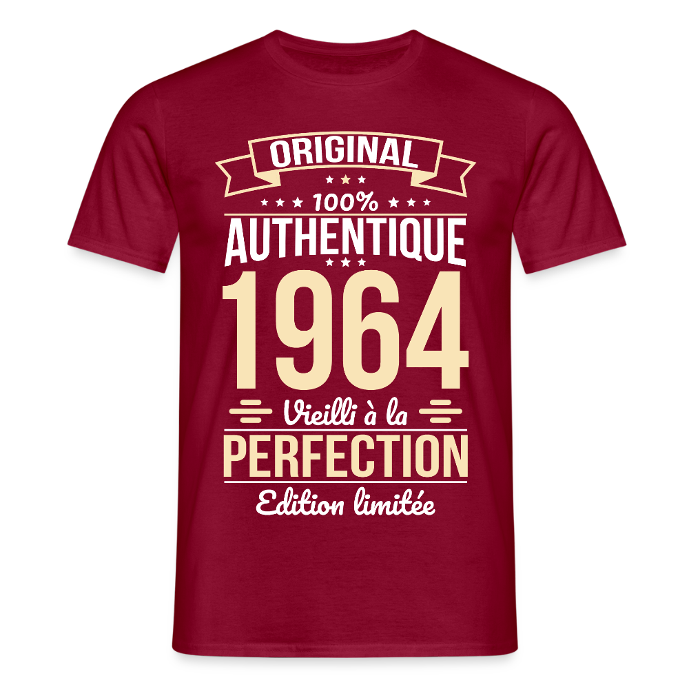 T-shirt Homme - Anniversaire 61 Ans - Original 1964 - rouge brique