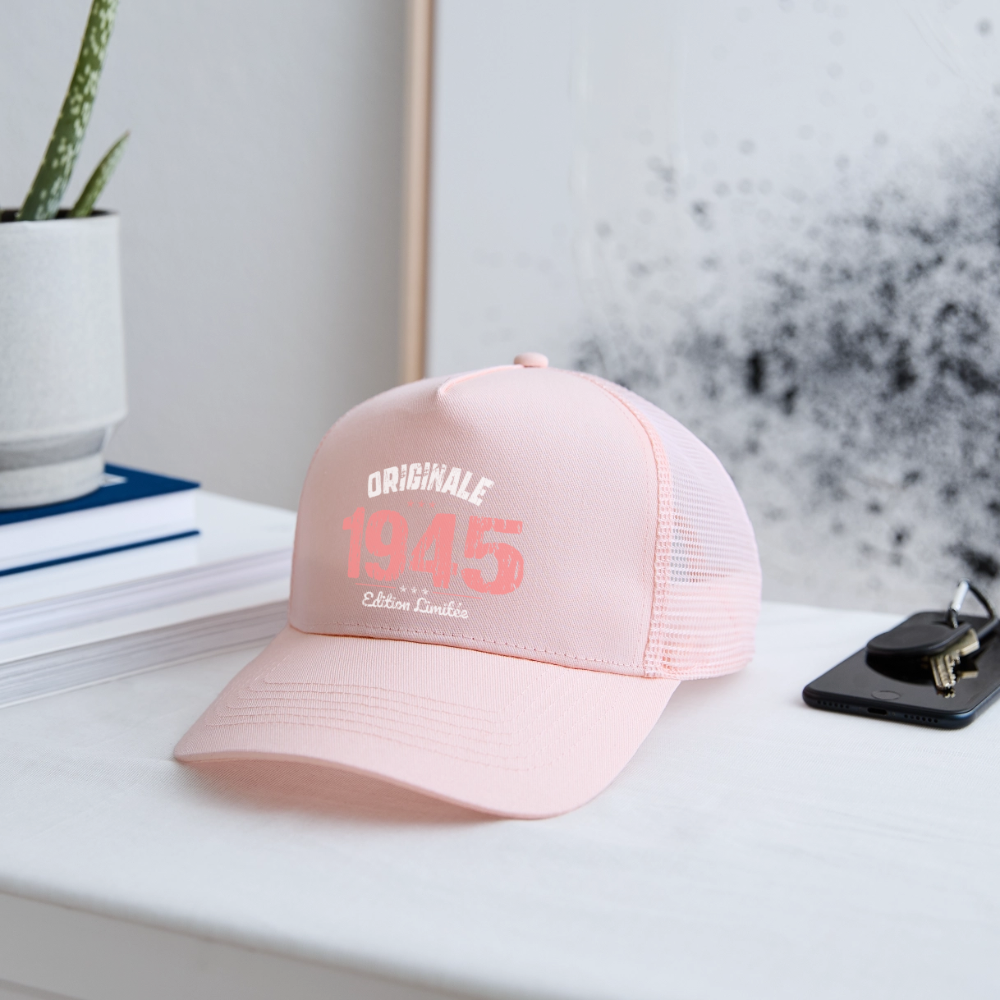Casquette Trucker - Anniversaire 81 Ans - Originale 1945 - rose pâle