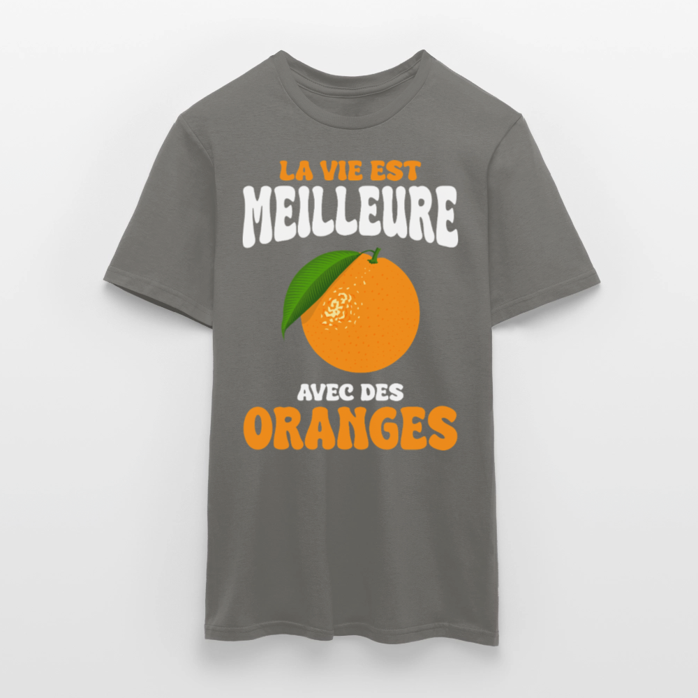 T-shirt Homme - La vie est meilleure avec des oranges - gris graphite