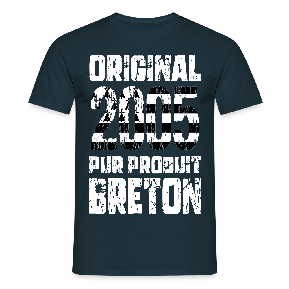 T-shirt Homme - Anniversaire 20 Ans - Original 2005 - Pur produit Breton - marine