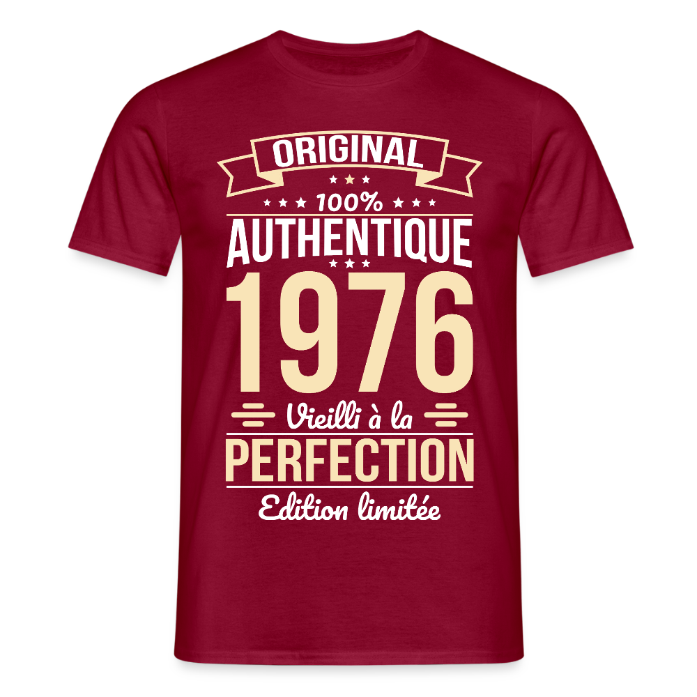 T-shirt homme anniversaire 50 ans – Édition limitée 1976 - rouge brique