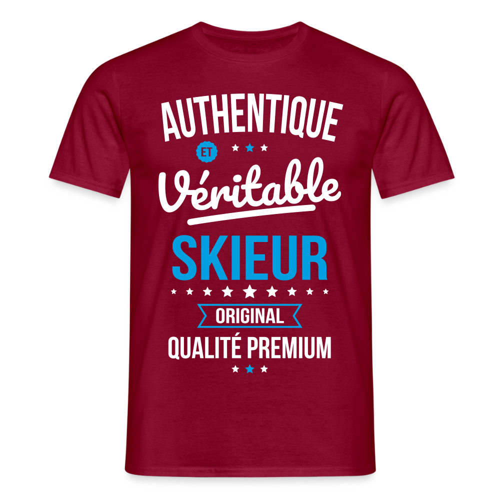 T-shirt Homme - Authentique et véritable Skieur - rouge brique