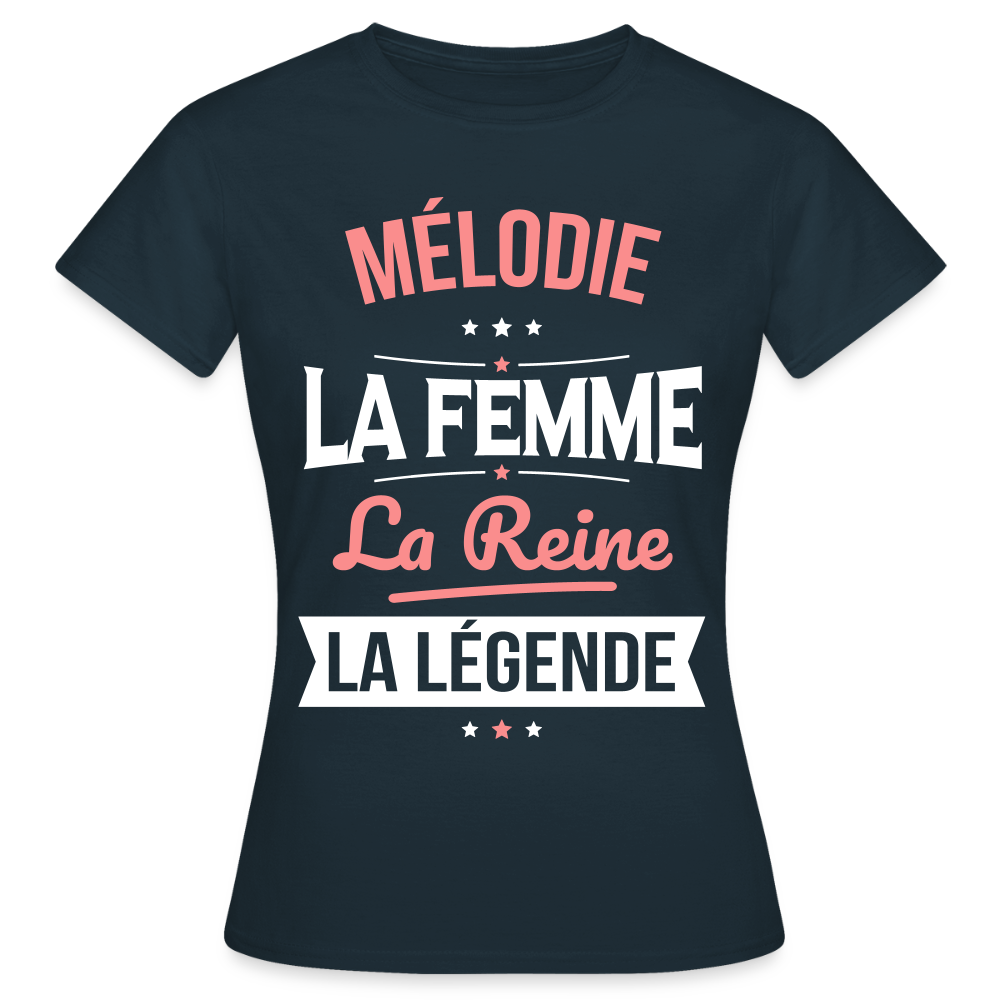 T-shirt Femme - Mélodie - la Femme - la Reine - la Légende - marine