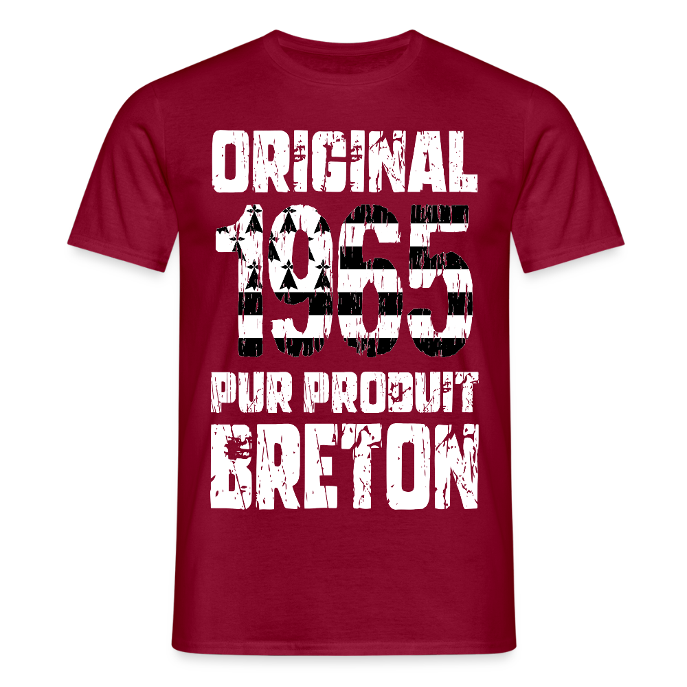 T-shirt Homme - Anniversaire 60 Ans - Original 1965 - Pur produit Breton - rouge brique