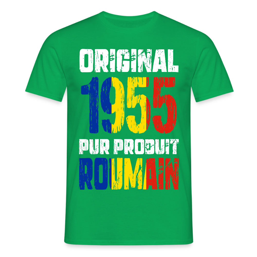 T-shirt Homme - Anniversaire 70 Ans - Original 1955 - Pur produit Roumain - vert