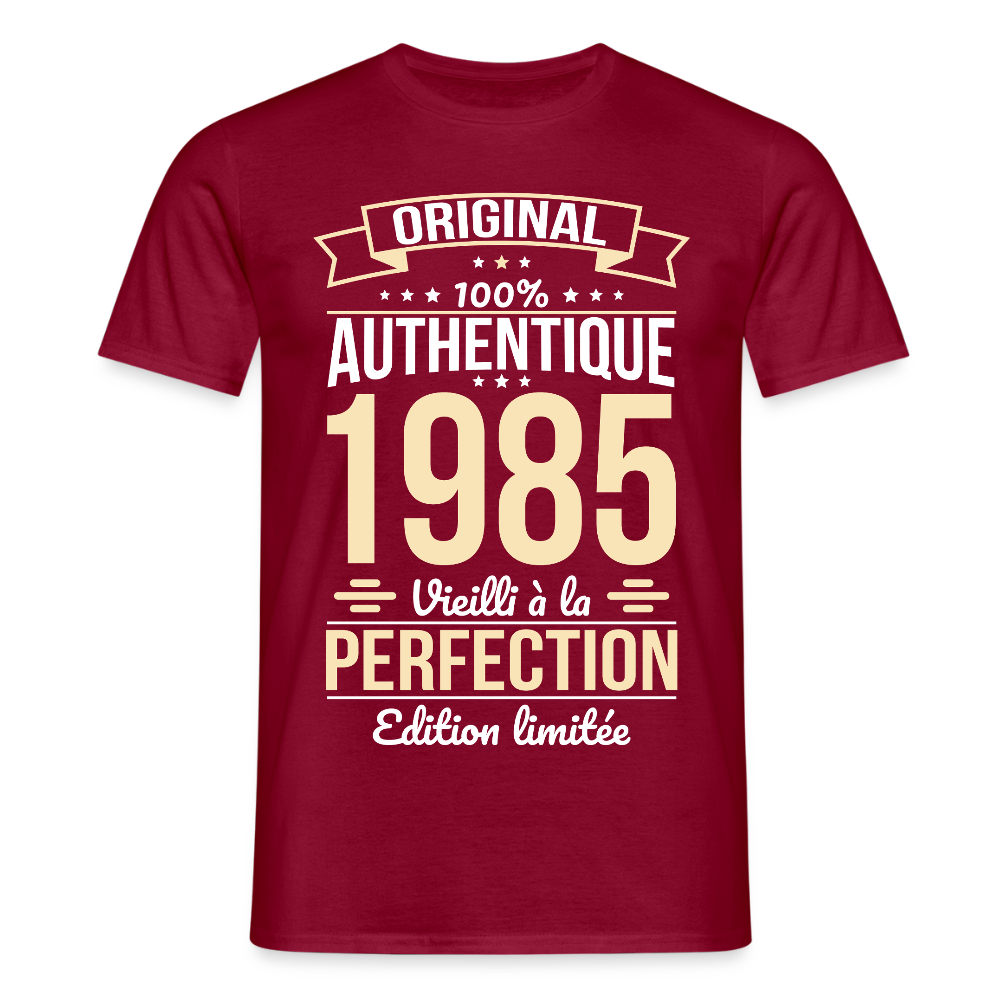 T-shirt anniversaire homme 40 ans – Original 1985 - rouge brique