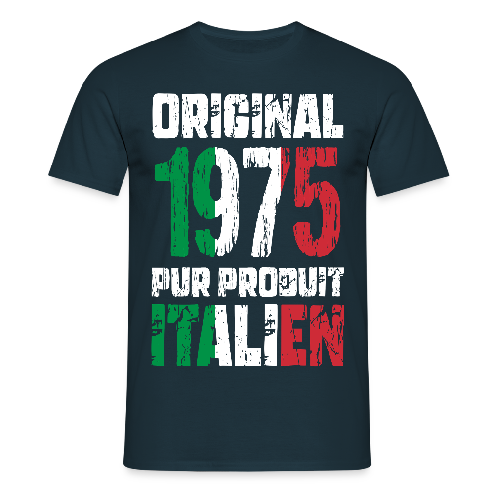 T-shirt Homme - Anniversaire 50 Ans - Original 1975 - Pur produit Italien - marine