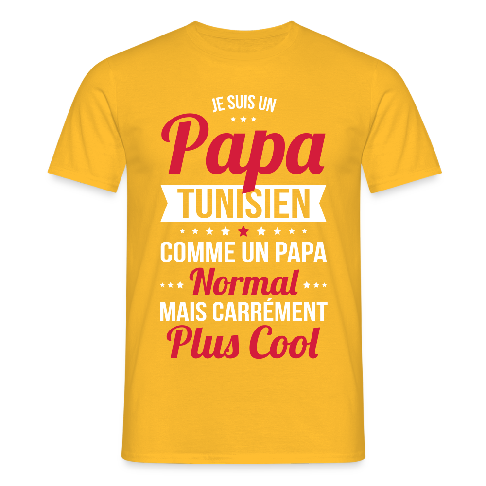 T-shirt Homme - Papa Tunisien Plus Cool - jaune