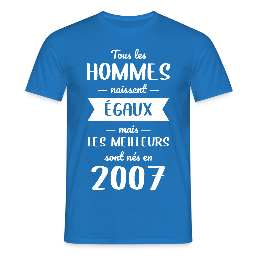 T-shirt Homme - Anniversaire 18 Ans - Les meilleurs sont nés en 2007 - bleu royal
