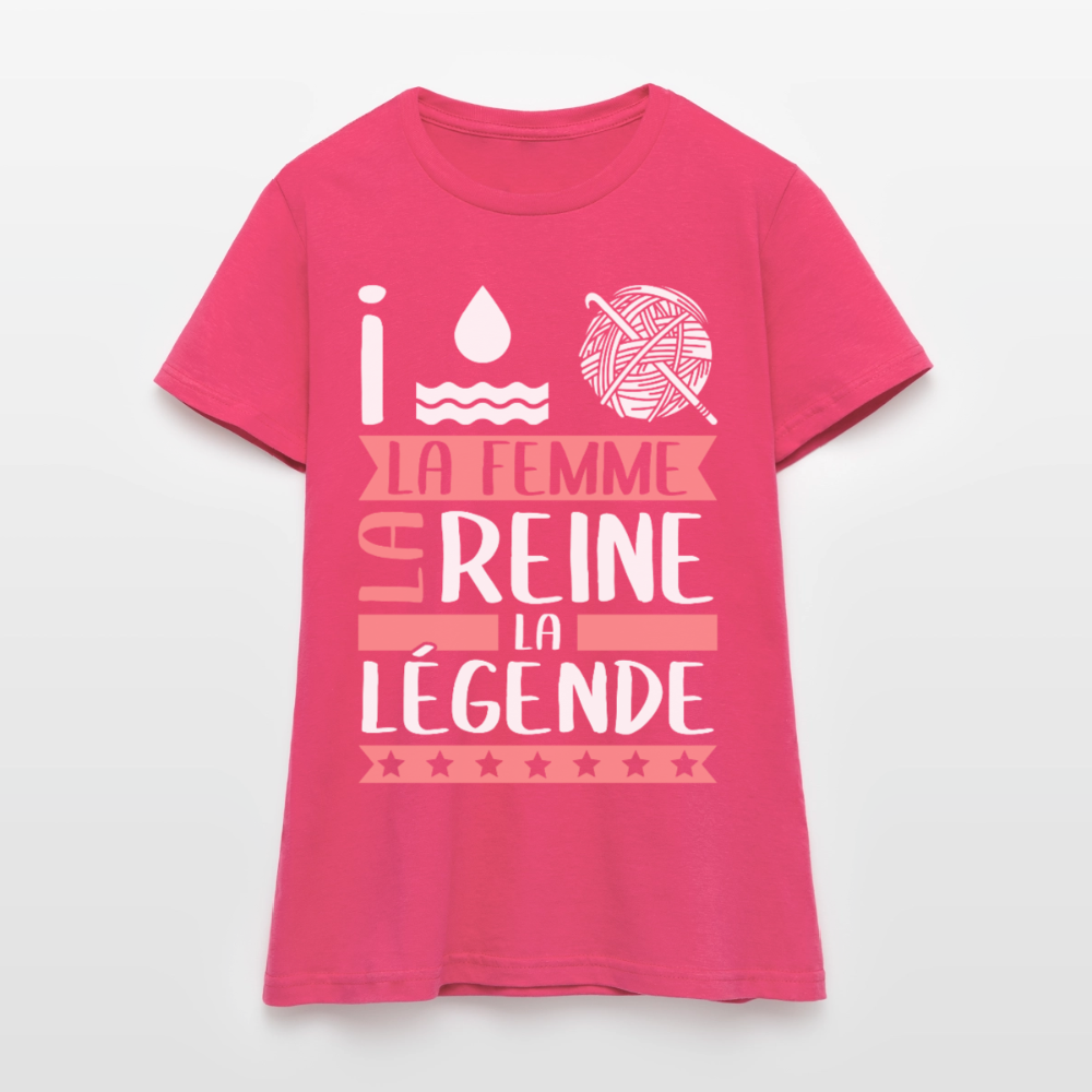 T-shirt femme Yolaine rébus – La femme, la reine, la légende - rose azalée