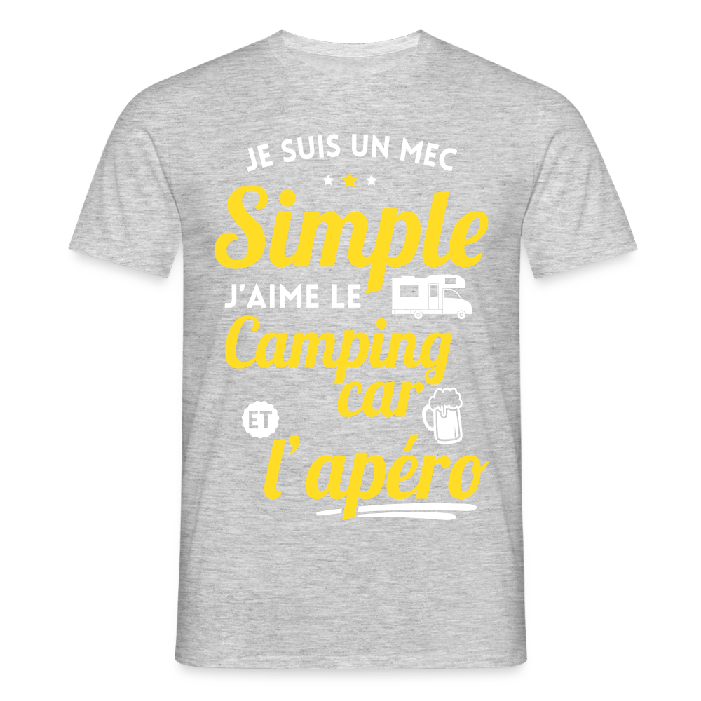 T-shirt Homme - J'aime le camping-car et l'apéro - gris chiné