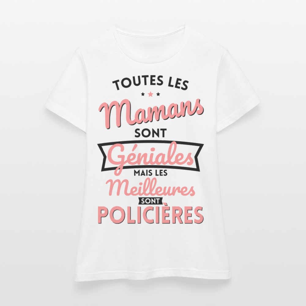 T-shirt Femme - Mamans géniales - Les meilleures sont policières - blanc