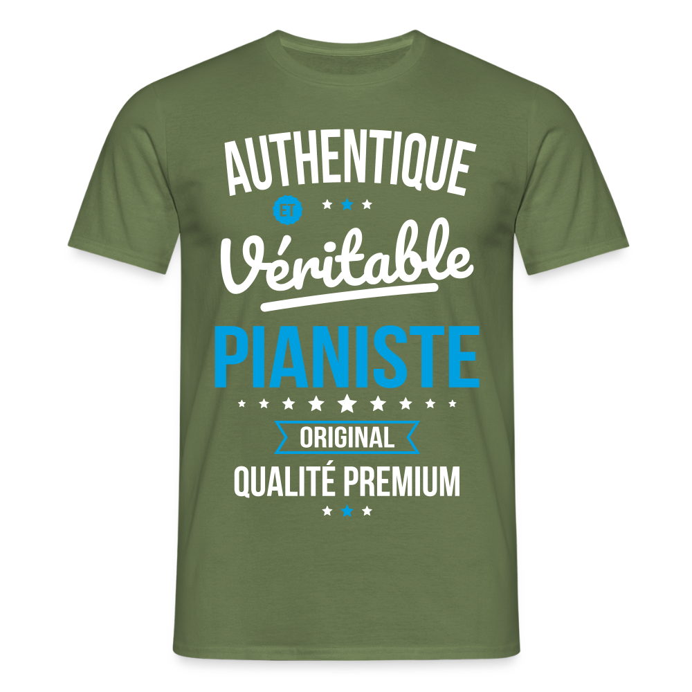 T-shirt Homme - Authentique et véritable Pianiste - vert militaire