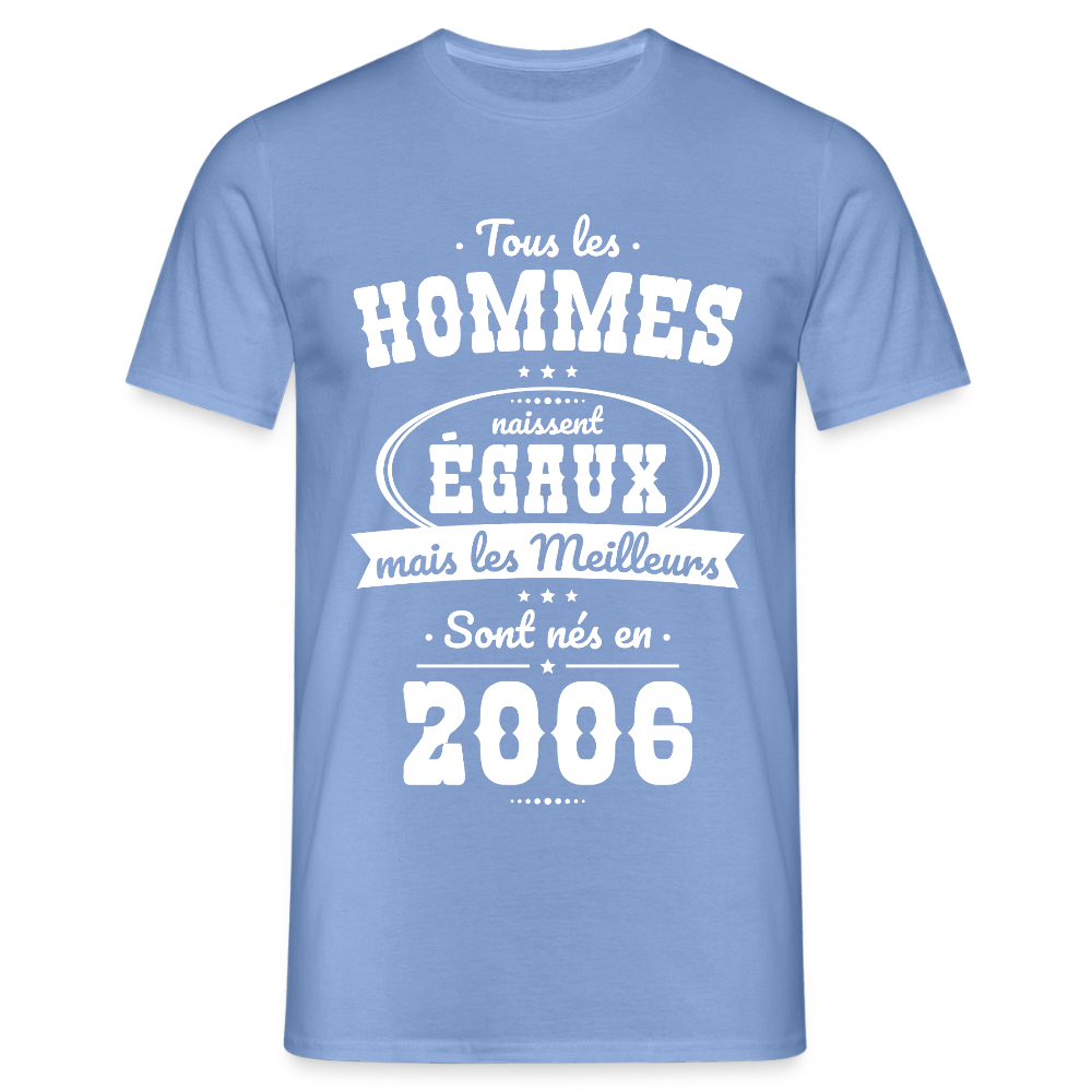 T-shirt anniversaire homme 20 ans – Les meilleurs sont nés en 2006 - carolina blue