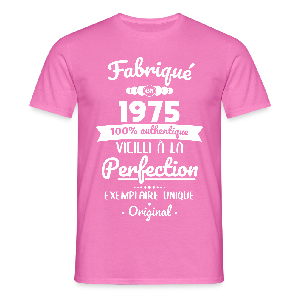 T-shirt Homme - Anniversaire 50 Ans - Fabriqué en 1975 - rose