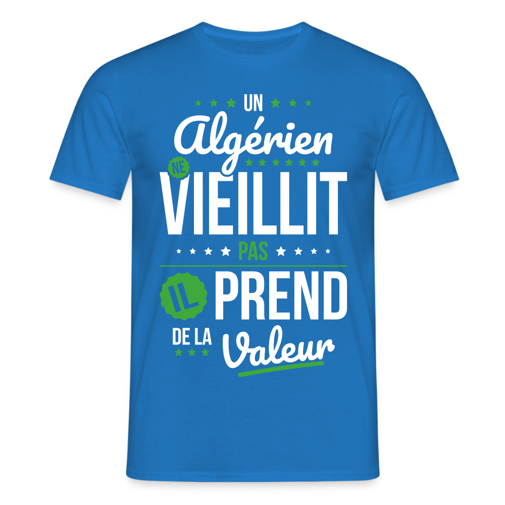 T-shirt Homme - Un Algérien ne vieillit pas - bleu royal