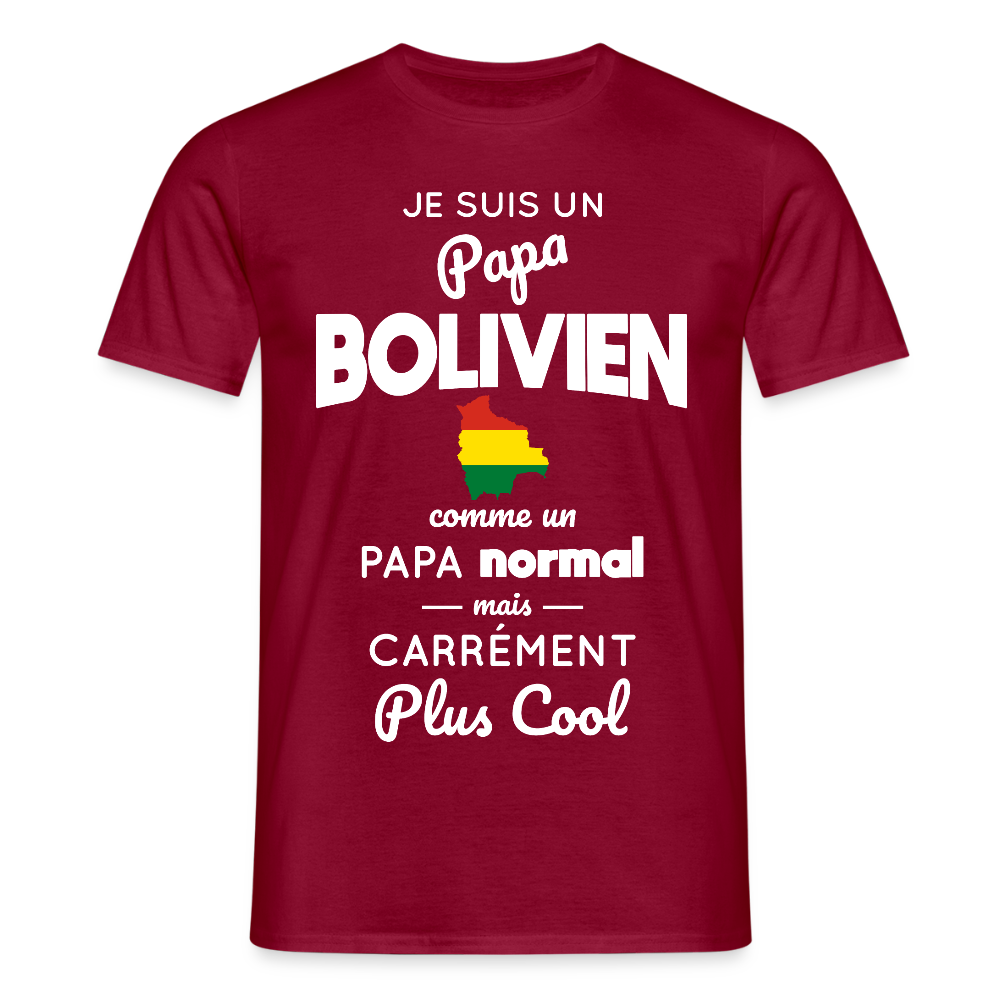 T-shirt Homme - Papa Bolivien Plus Cool - rouge brique