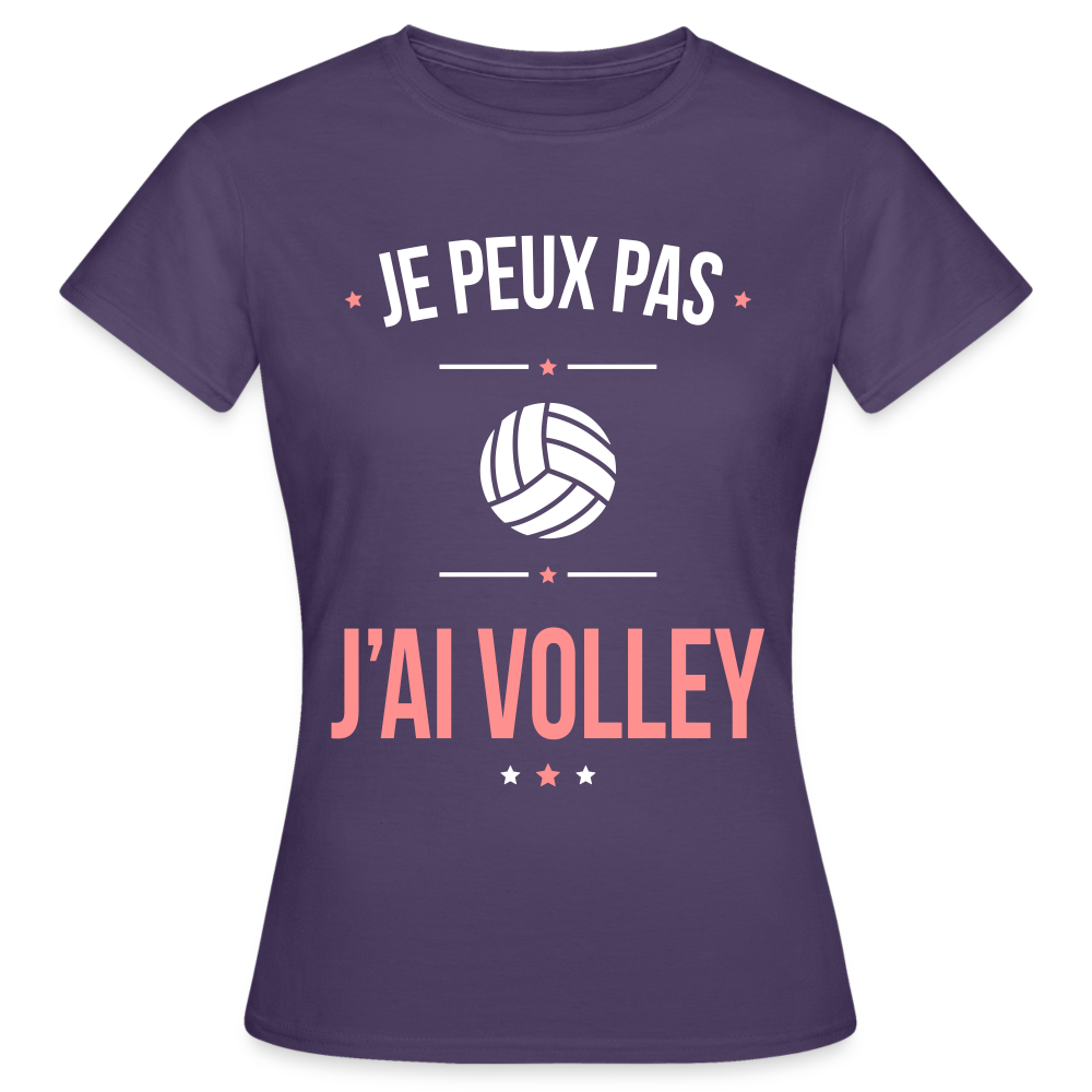 T-shirt Femme - Je peux pas j'ai Volley - violet foncé