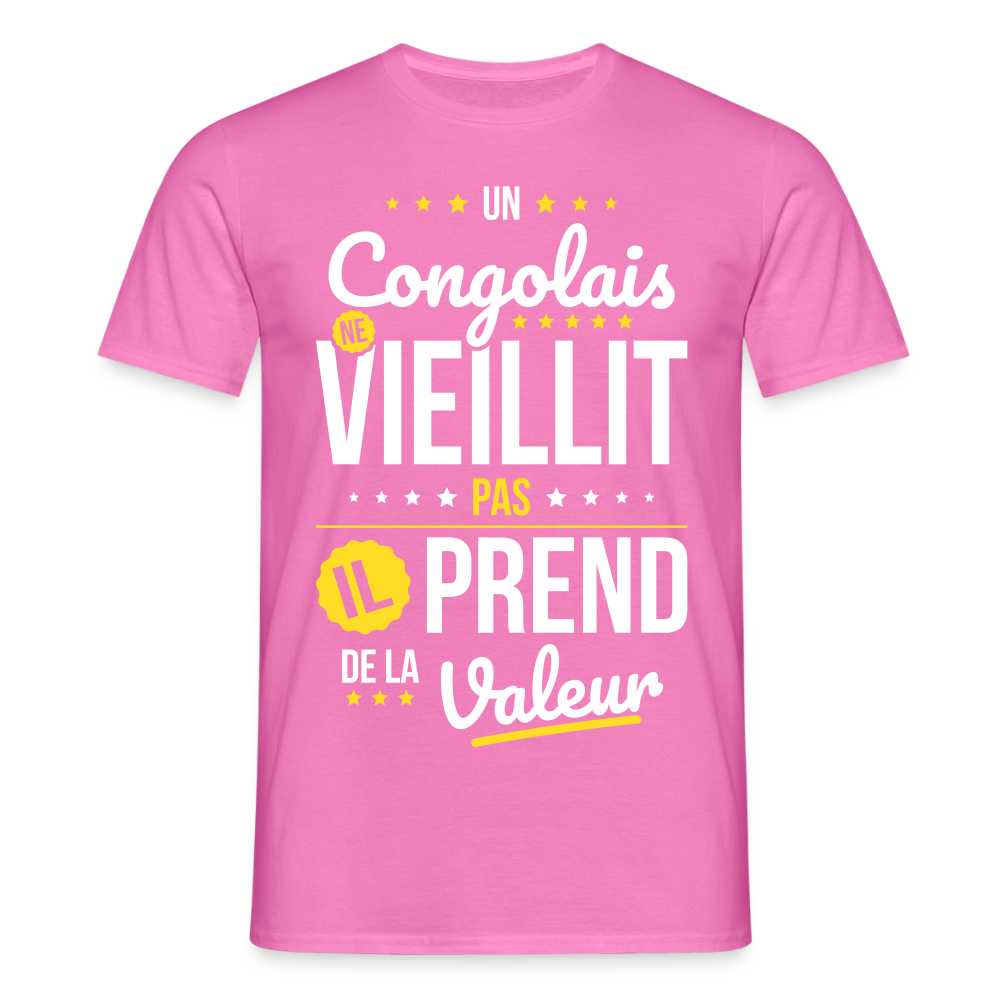 T-shirt Homme - Un Congolais ne vieillit pas - rose