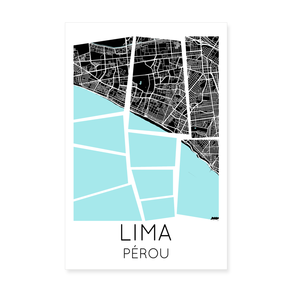 Poster Lima - Plan Lima - 20 x 30 cm - blanc