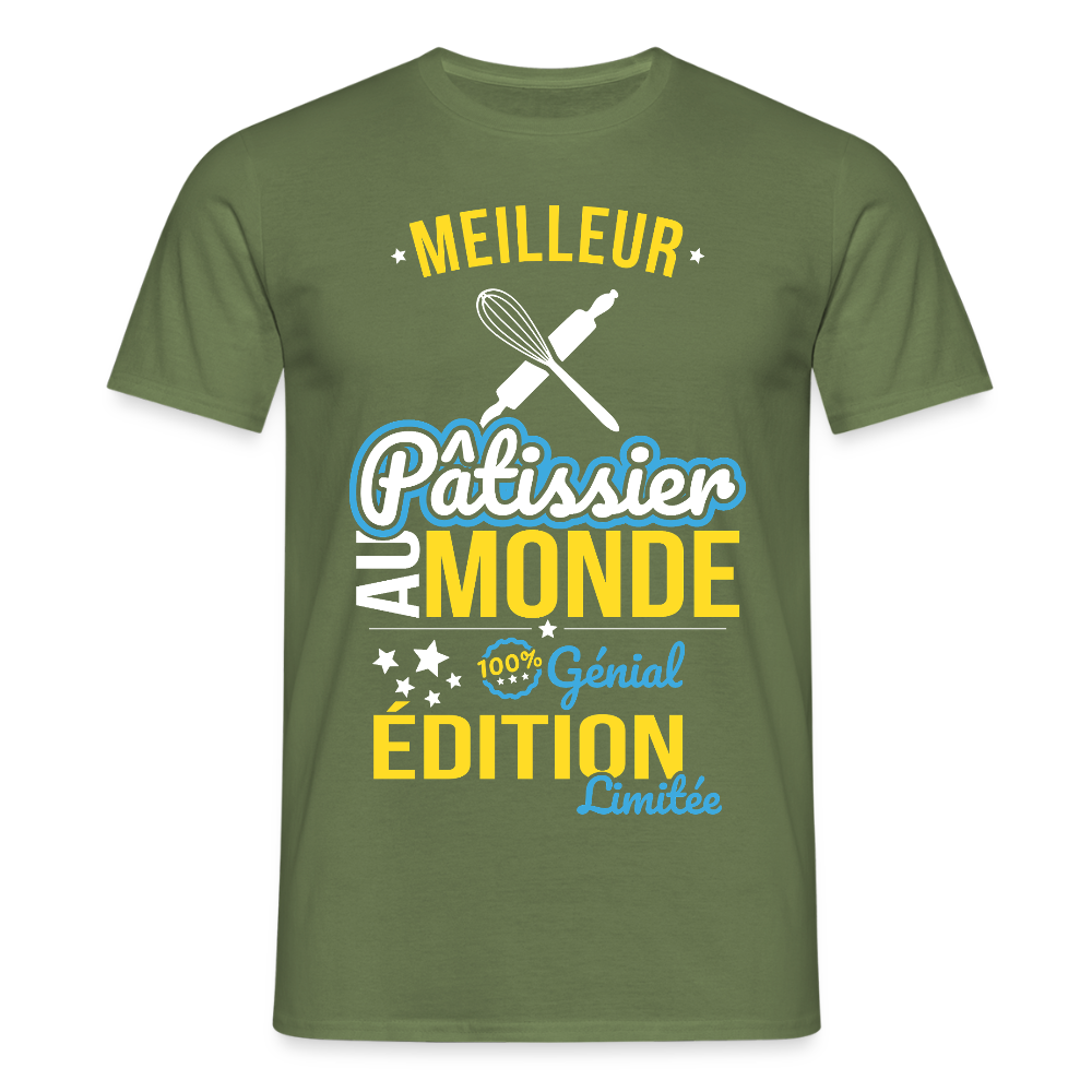 T-shirt Homme - Meilleur Pâtissier au monde - 100% génial - vert militaire