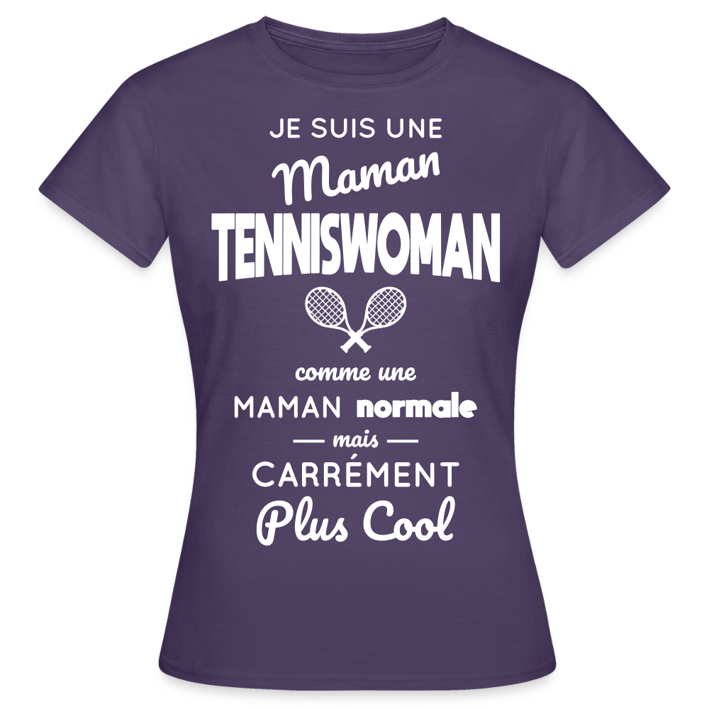 T-shirt Femme - Maman tenniswoman plus cool - violet foncé