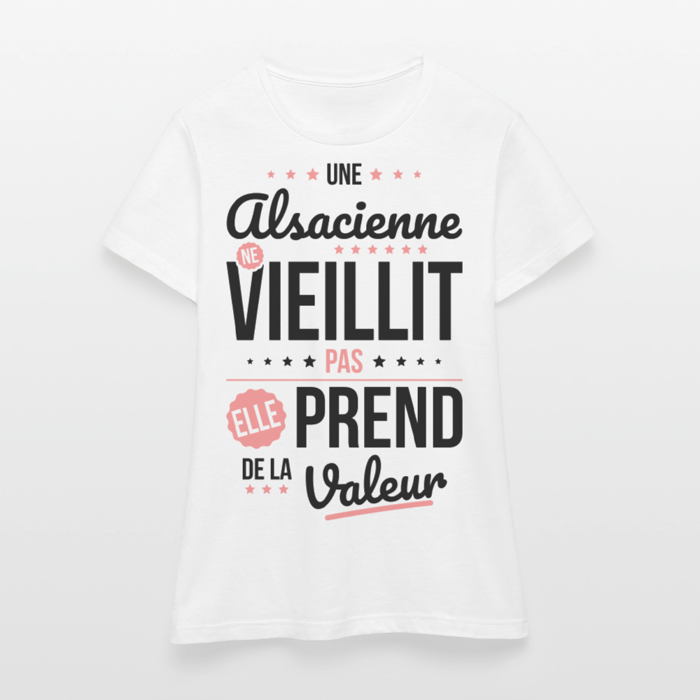 T-shirt Femme - Une Alsacienne ne vieillit pas - blanc