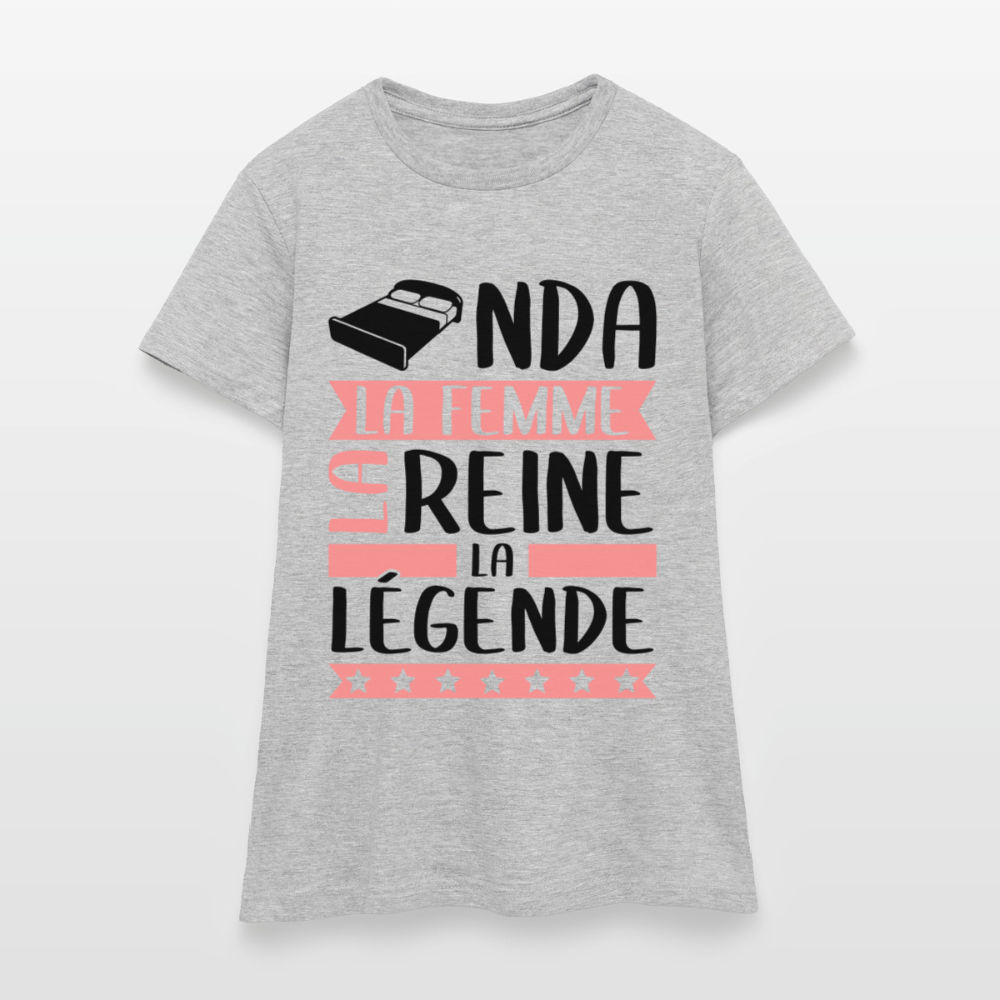 T-shirt femme coloris clair Linda rébus – La femme, la reine, la légende - gris chiné