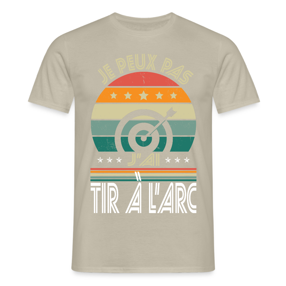 T-shirt Homme - Je peux pas j'ai tir à l'arc - beige sable