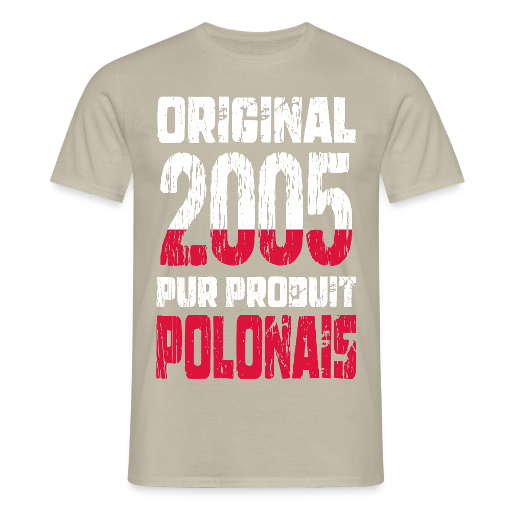 T-shirt Homme - Anniversaire 20 Ans - Original 2005 - Pur produit Polonais - beige sable