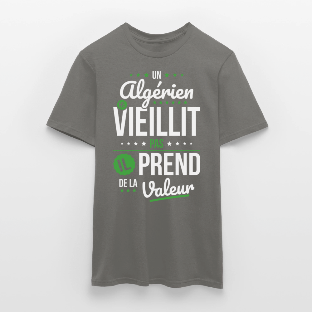 T-shirt Homme - Un Algérien ne vieillit pas - gris graphite