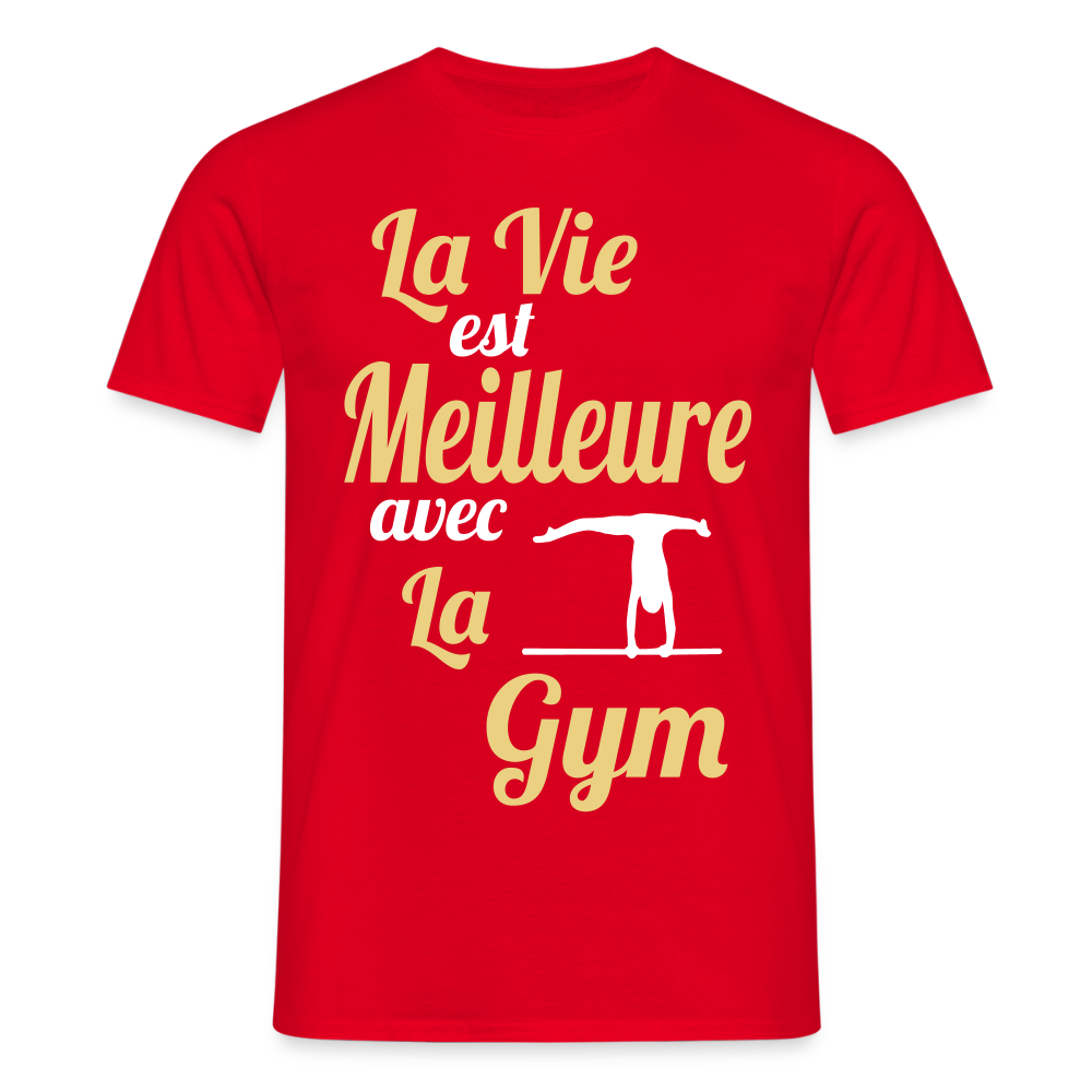 T-shirt Homme - La vie est meilleure avec la gym - rouge