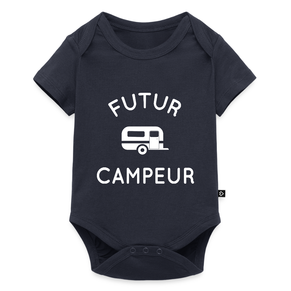 Body Bébé bio manches courtes - Futur campeur - bleu marine