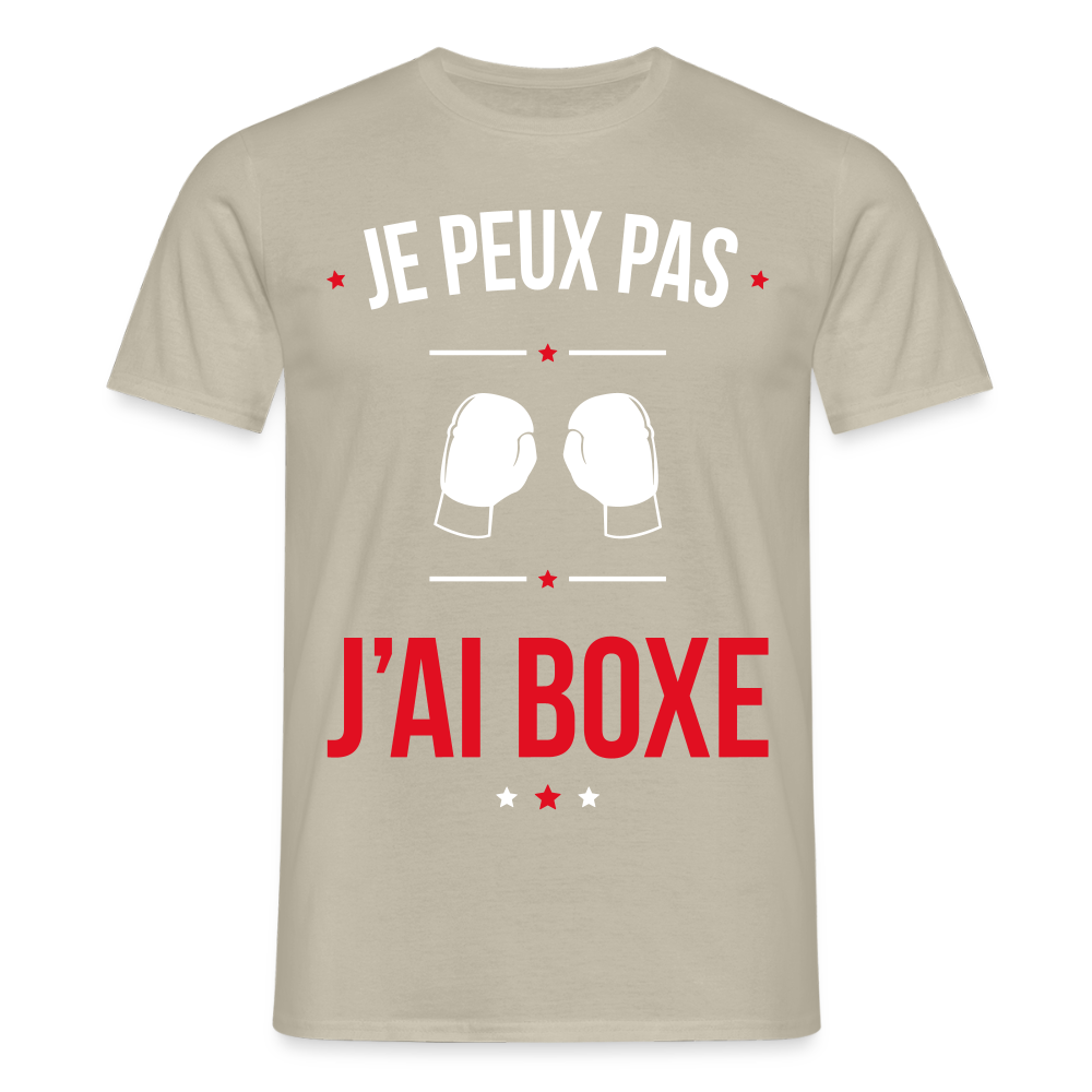 T-shirt Homme - Je peux pas j'ai Boxe - beige sable