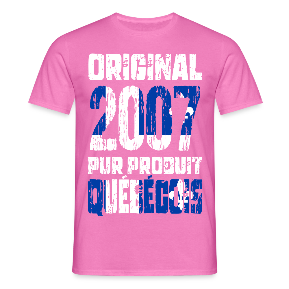 T-shirt Homme - Anniversaire 18 Ans - Original 2007 - Pur produit Québécois - rose