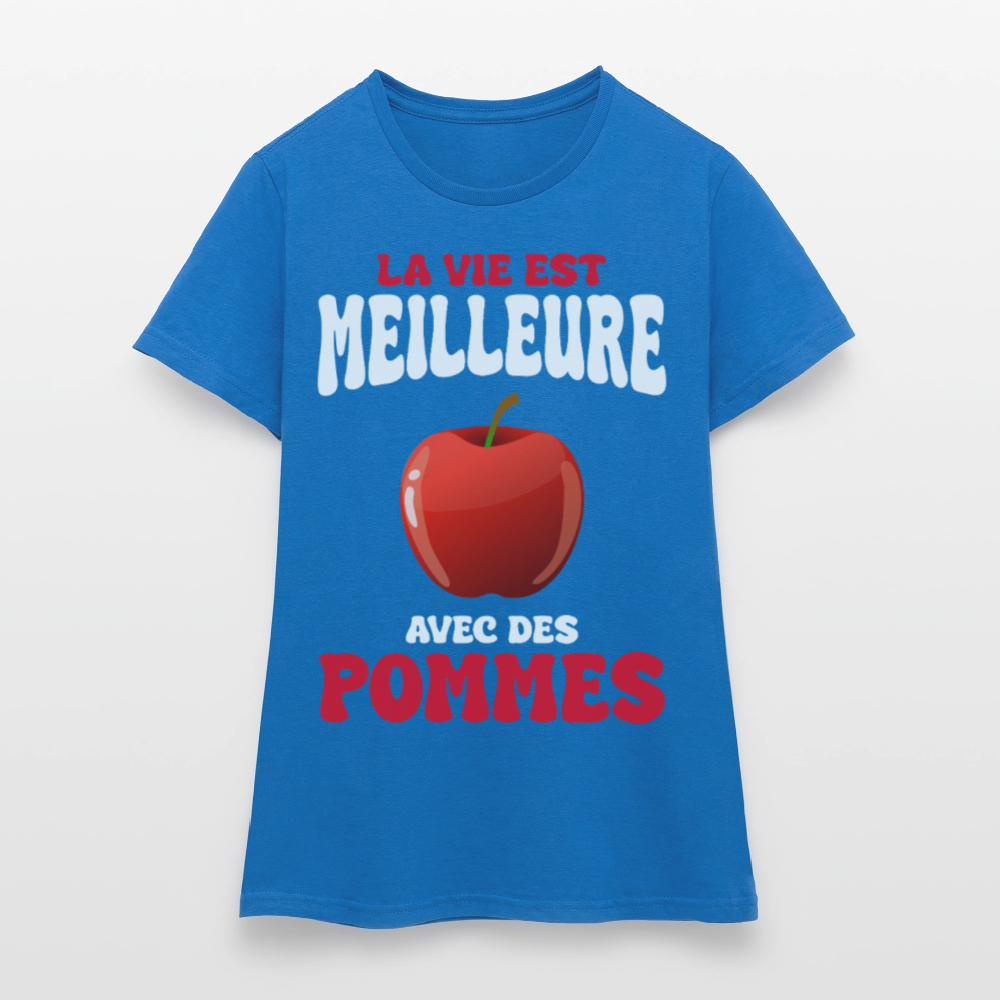 T-shirt Femme - La vie est meilleure avec des pommes - bleu royal