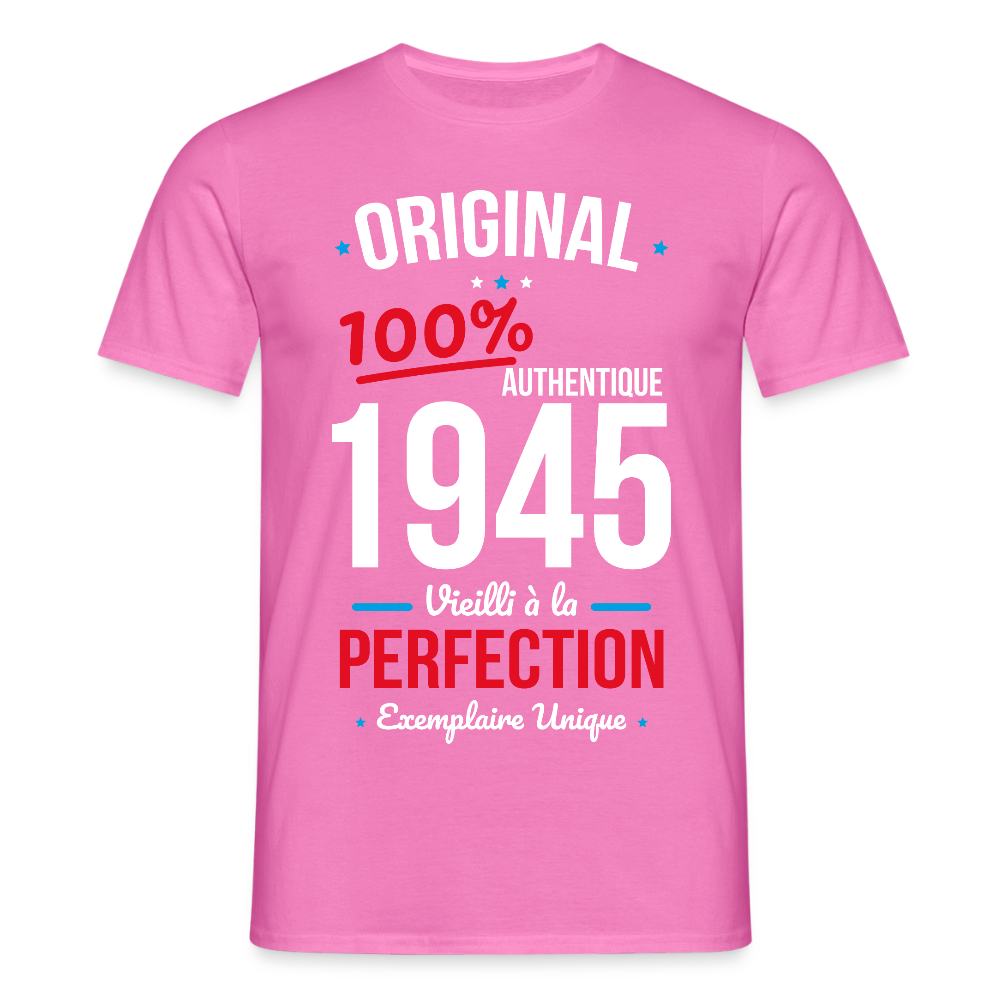 T-shirt Homme - Anniversaire 80 Ans - Original 1945 - rose