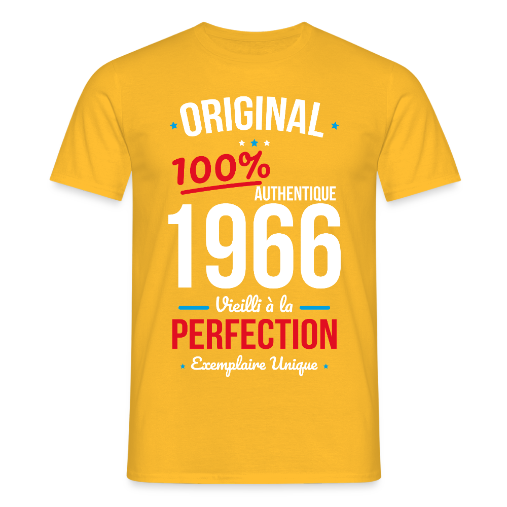 T-shirt anniversaire 60 ans Homme – Original 1966 Authentique - jaune