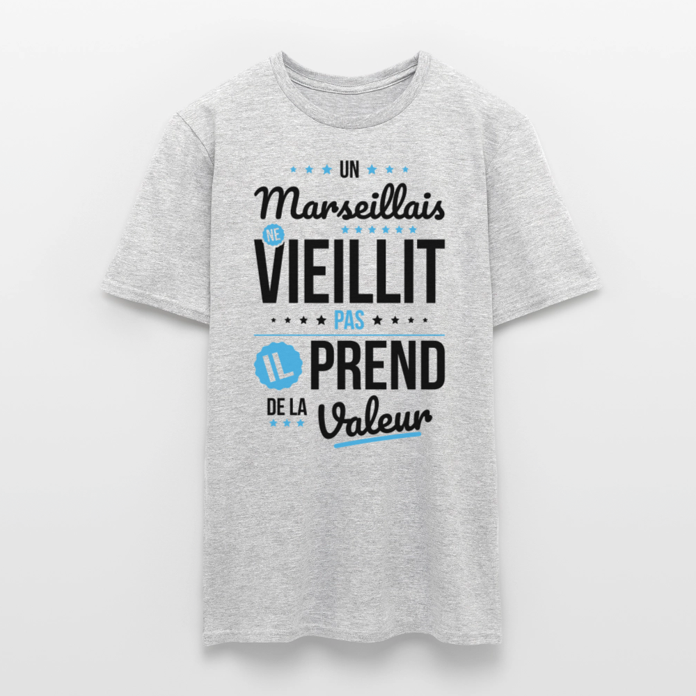 T-shirt Homme - Un Marseillais ne vieillit pas - gris chiné