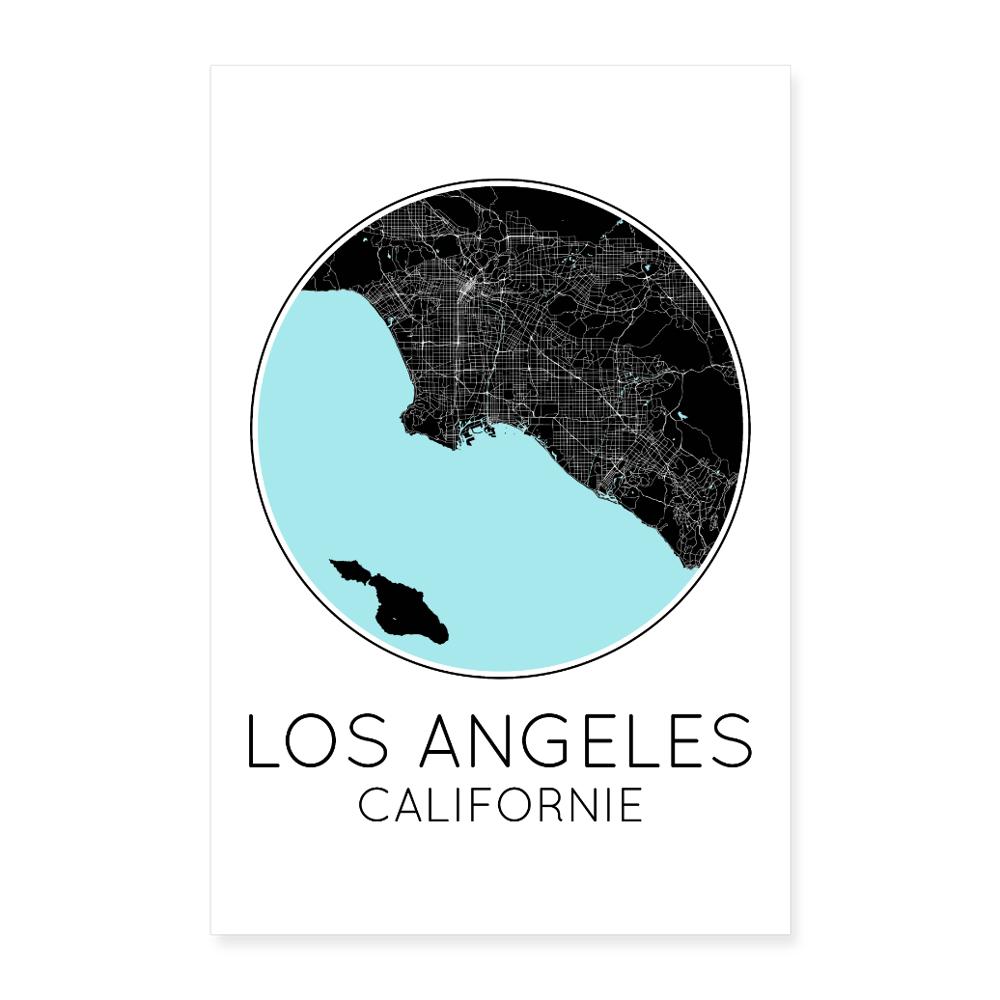 Poster Los Angeles - Plan Los Angeles - 60 x 90 cm - blanc