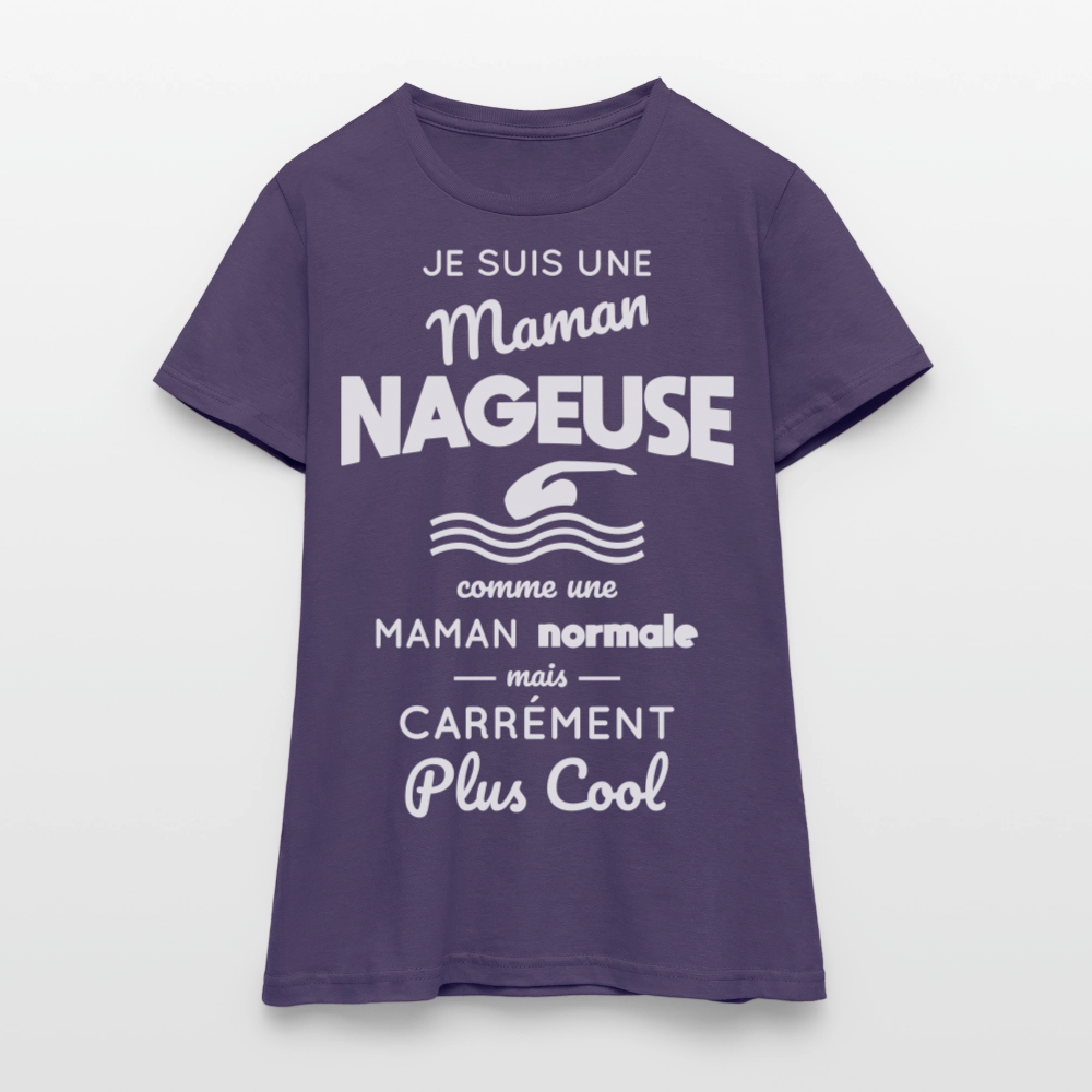 T-shirt Femme - Maman nageuse plus cool - violet foncé