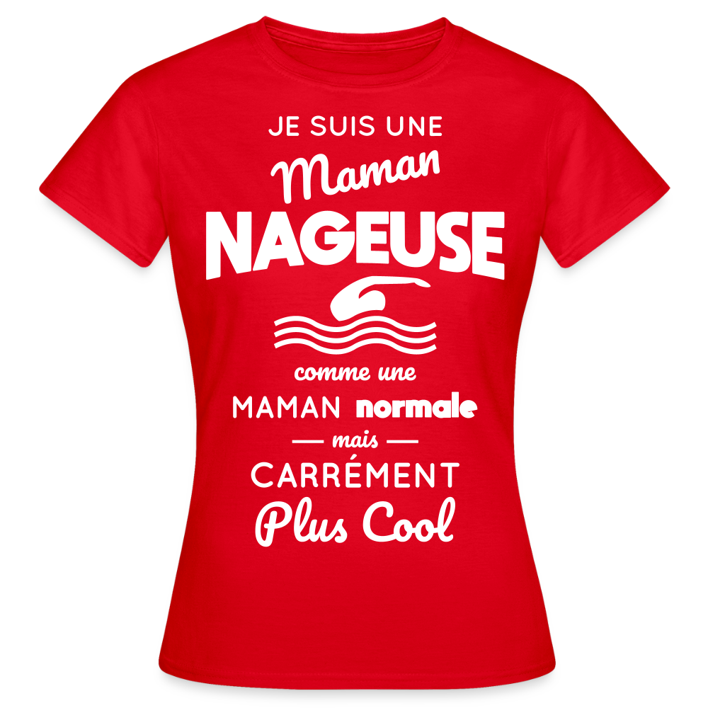 T-shirt Femme - Maman nageuse plus cool - rouge