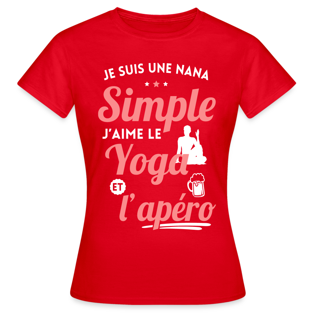 T-shirt Femme - J'aime le yoga et l'apéro - rouge