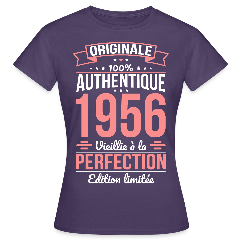 T-shirt anniversaire femme 70 ans – Originale 1956 - violet foncé