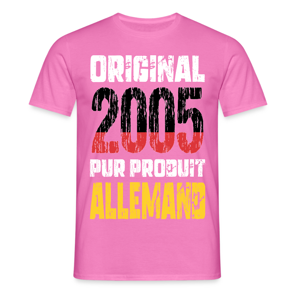 T-shirt Homme - Anniversaire 20 Ans - Original 2005 - Pur produit Allemand - rose