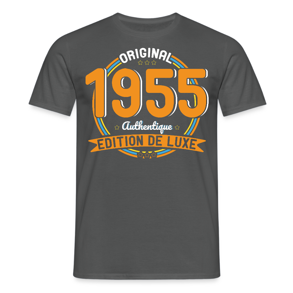T-shirt Homme - Anniversaire 70 Ans - Original 1955 Authentique - charbon