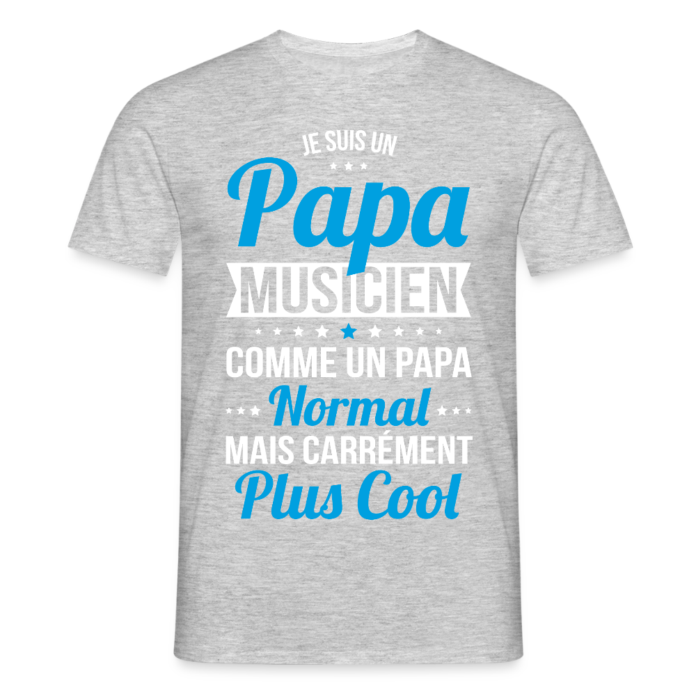 T-shirt Homme - Papa musicien plus cool - gris chiné