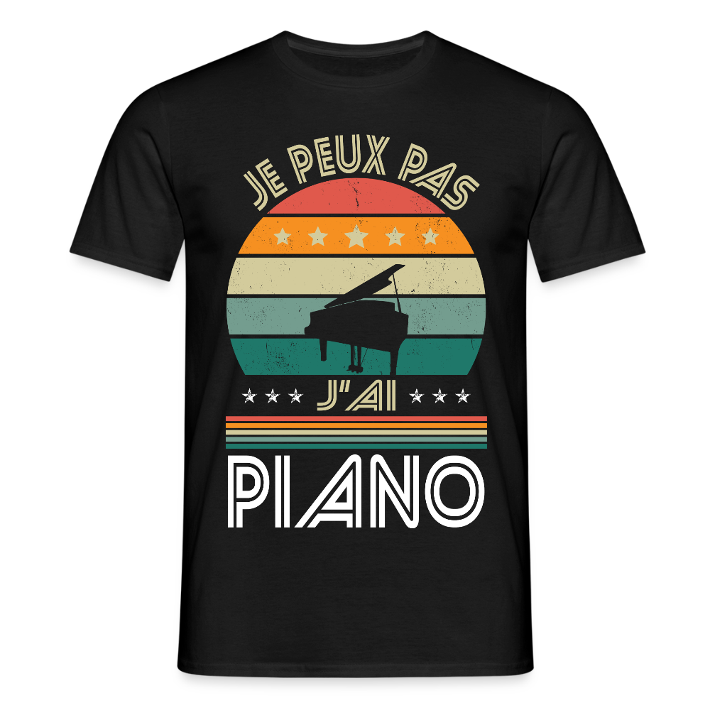 T-shirt Homme - Je peux pas j'ai Piano - noir