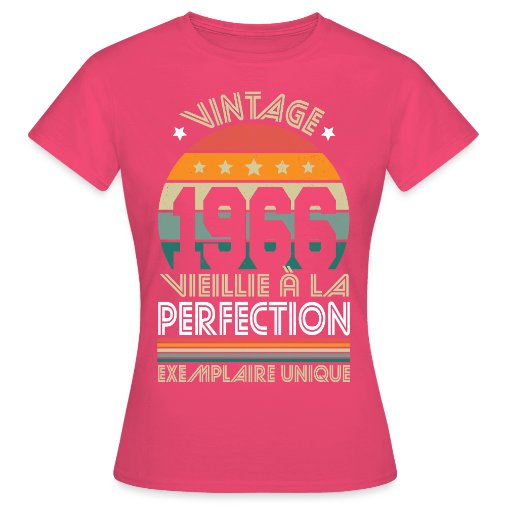 T-shirt anniversaire femme 60 ans – Vintage 1966 - Exemplaire unique - rose azalée