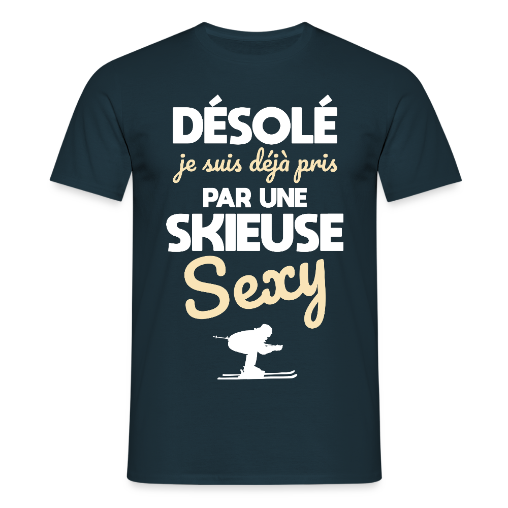 T-shirt Homme - Je suis pris par une skieuse sexy - marine